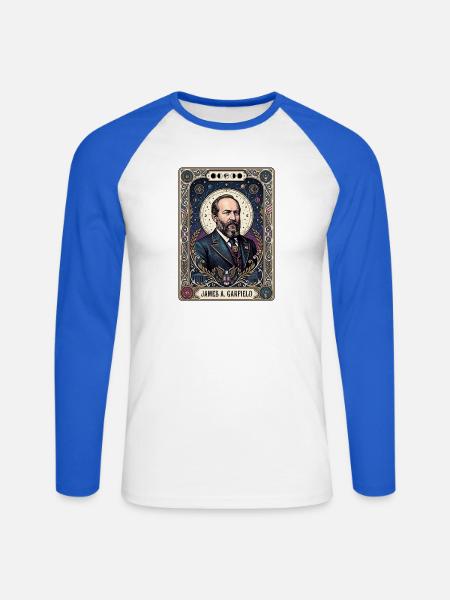 James A Tarotkarte - Unisex Baseballshirt langarm - Weiß/Royalblau