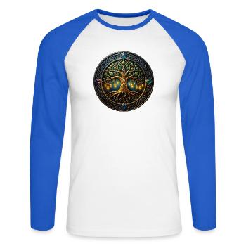 Fantasiebaum des Lichts - Unisex Baseballshirt langarm - Weiß/Royalblau - Vorne - Nik (191cm)