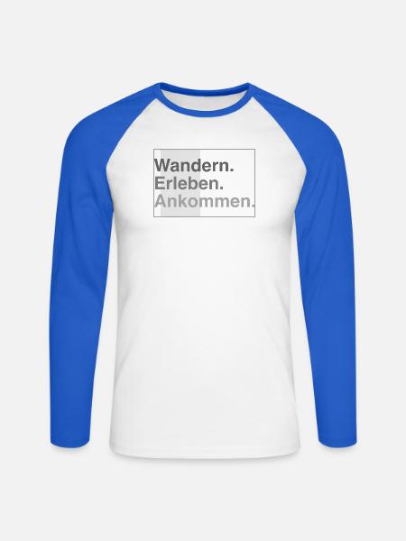 Wandern erleben - Unisex Baseballshirt langarm - Weiß/Royalblau