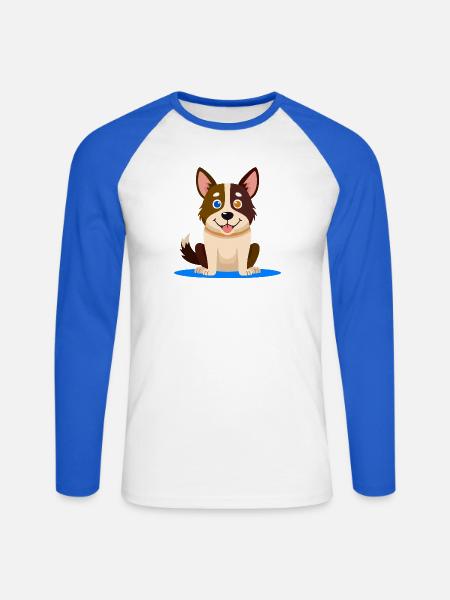 Kleiner bunter Hund (Comic) - Unisex Baseballshirt langarm - Weiß/Royalblau