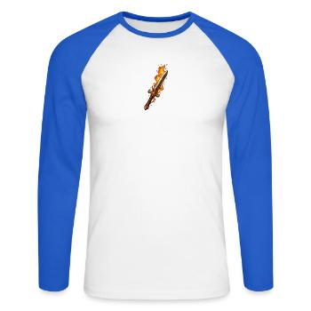 Feuerklinge Flammenschwert - Unisex Baseballshirt langarm - Weiß/Royalblau - Vorne - Nik (191cm)