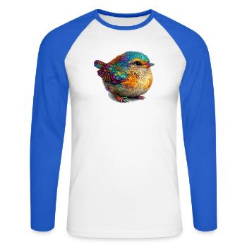 Regenbogenvogel - Unisex Baseballshirt langarm - Weiß/Royalblau - Vorne - Nik (191cm)