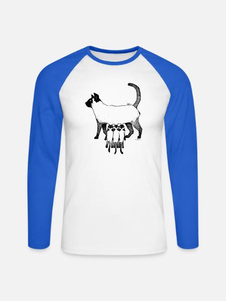 SIAMES-KATZE – MUTTERKATZE - Unisex Baseballshirt langarm - Weiß/Royalblau