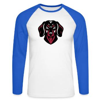 Black Dachshund Logo - Unisex Long Sleeve Baseball T-Shirt - white/royal blue - Front - Nik (191cm)