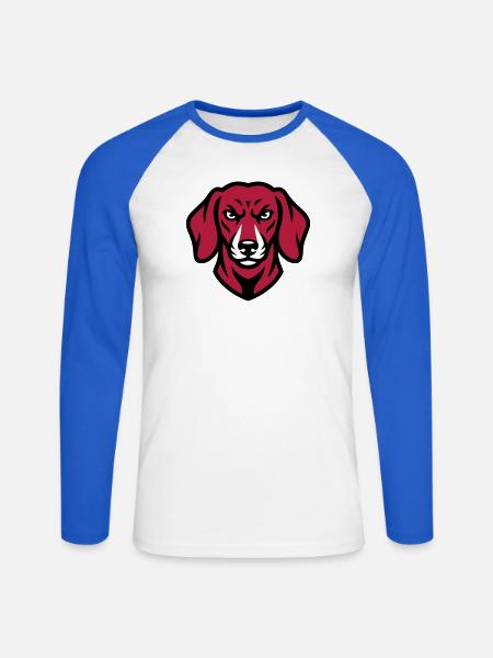 Dackel Maskottchen Logo - Unisex Baseballshirt langarm - Weiß/Royalblau