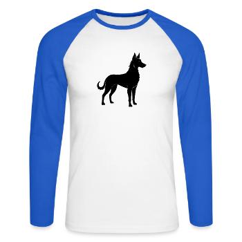 Berger Picard - Unisex Baseballshirt langarm - Weiß/Royalblau - Vorne - Nik (191cm)