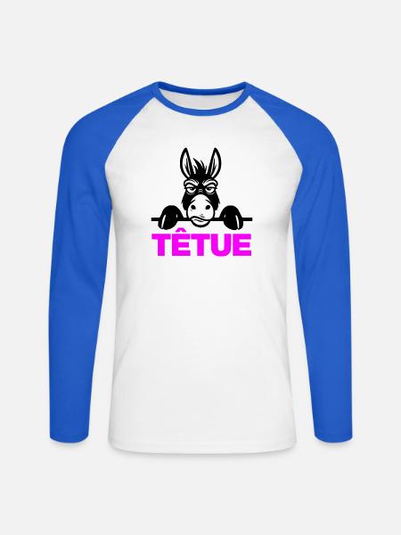 Hartnäckig - Unisex Baseballshirt langarm - Weiß/Royalblau