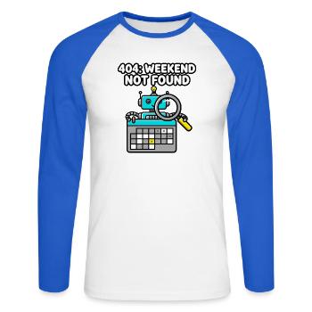 404 Weekend Not Found Roboter - Unisex Baseballshirt langarm - Weiß/Royalblau - Vorne - Nik (191cm)