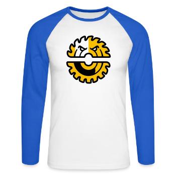Kreissaege Maskottchen Logo - Unisex Baseballshirt langarm - Weiß/Royalblau - Vorne - Nik (191cm)