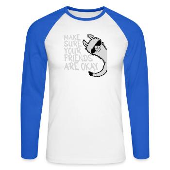 Make Sure Your Friends Are Okay Lama Sonnenbrille - Unisex Baseballshirt langarm - Weiß/Royalblau - Vorne - Nik (191cm)