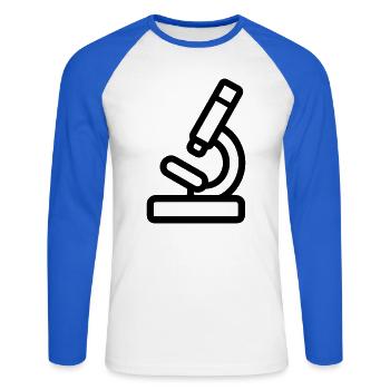Mikroskop - Unisex Baseballshirt langarm - Weiß/Royalblau - Vorne - Nik (191cm)