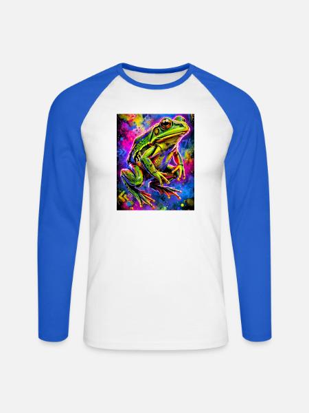 Frosch - Unisex Baseballshirt langarm - Weiß/Royalblau