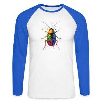 cafards insectes cafards cafards cafards - T-shirt baseball manches longues Homme - blanc/bleu royal - Devant - Nik (191cm)