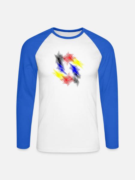 Farbwirbel Radial Muster - Unisex Baseballshirt langarm - Weiß/Royalblau
