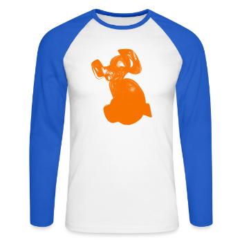 Der orange Hund - Unisex Baseballshirt langarm - Weiß/Royalblau - Vorne - Nik (191cm)