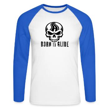 Né pour planer - T-shirt baseball manches longues Homme - blanc/bleu royal - Devant - Nik (191cm)