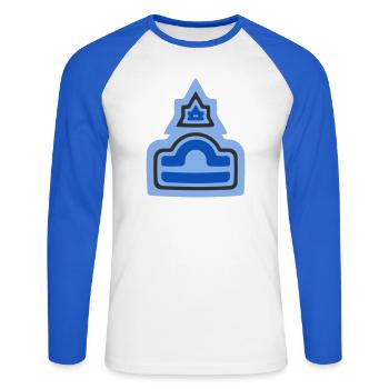 Zodiac Stammes-Waage und Luft - Unisex Baseballshirt langarm - Weiß/Royalblau - Vorne - Nik (191cm)