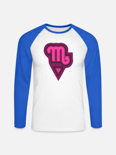 Tierkreis, Stammesskorpion und Wasser - Unisex Baseballshirt langarm - Weiß/Royalblau