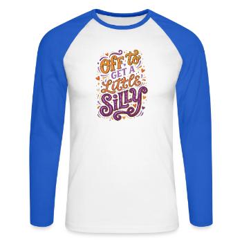 Off To Get A Little Silly - Unisex Long Sleeve Baseball T-Shirt - white/royal blue - Front - Nik (191cm)