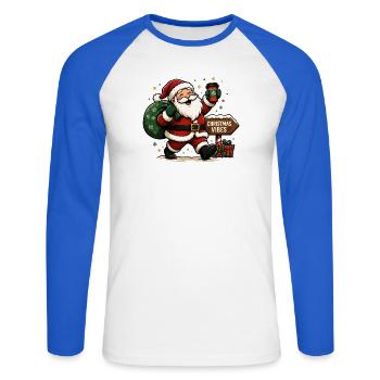 christmas vibes - Unisex Baseballshirt langarm - Weiß/Royalblau - Vorne - Nik (191cm)