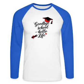 Abitur - Unisex Long Sleeve Baseball T-Shirt - white/royal blue - Front - Nik (191cm)