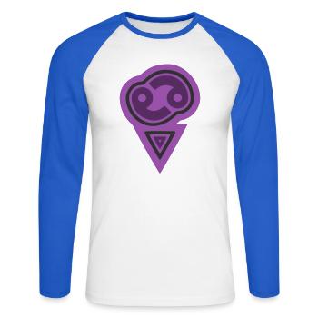 Cancer tribal du zodiaque et eau - T-shirt baseball manches longues Homme - blanc/bleu royal - Devant - Nik (191cm)