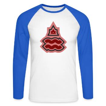 Zodiaque Tribu Verseau et Air - T-shirt baseball manches longues Homme - blanc/bleu royal - Devant - Nik (191cm)