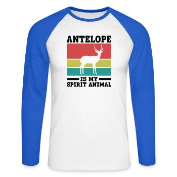 Antilope Spirit Animal Vintage Humor - Unisex Baseballshirt langarm - Weiß/Royalblau - Vorne - Nik (191cm)