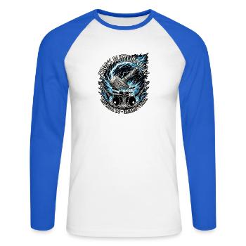 Germanen Thor Hammer Blitz - Unisex Baseballshirt langarm - Weiß/Royalblau - Vorne - Nik (191cm)