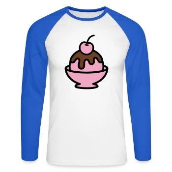 Illustrations de cerises sundae - T-shirt baseball manches longues Homme - blanc/bleu royal - Devant - Nik (191cm)