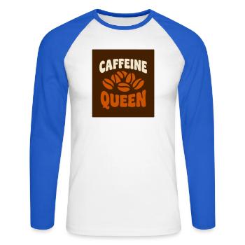 Graphique Café Caffeine Queen - T-shirt baseball manches longues Homme - blanc/bleu royal - Devant - Nik (191cm)