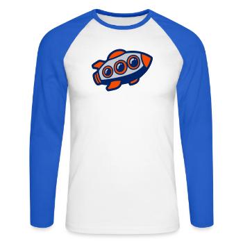 Space Rocket Illustration - Unisex Long Sleeve Baseball T-Shirt - white/royal blue - Front - Nik (191cm)