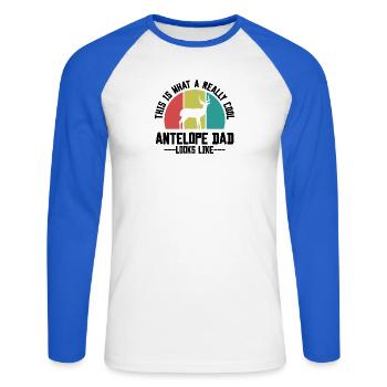 Antelope Dad Rétro - T-shirt baseball manches longues Homme - blanc/bleu royal - Devant - Nik (191cm)