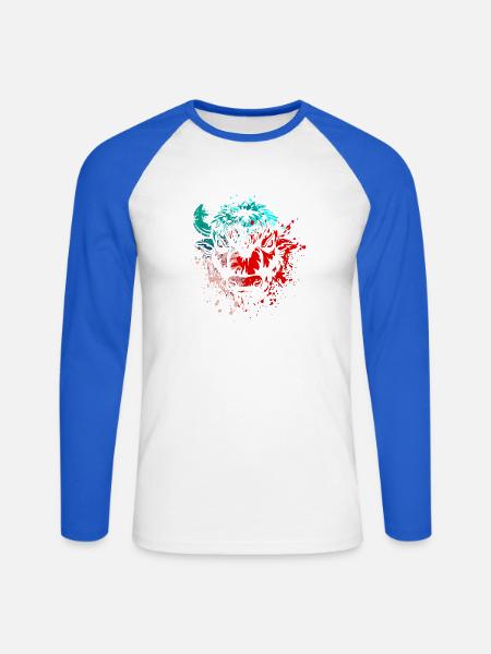 Bison Splash Art - Unisex Baseballshirt langarm - Weiß/Royalblau
