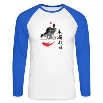 japan Drachen japanisch anime asiatisch - Unisex Baseballshirt langarm - Weiß/Royalblau - Vorne - Nik (191cm)