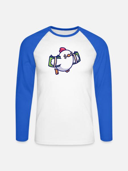Cash Chick Maskottchen mit Dollar Eyes - Unisex Baseballshirt langarm - Weiß/Royalblau