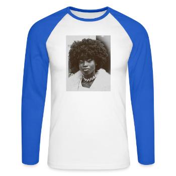 Next to you - Unisex Long Sleeve Baseball T-Shirt - white/royal blue - Front - Nik (191cm)