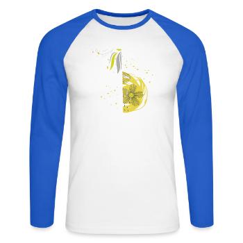 Flower Spiral Ornament - Unisex Long Sleeve Baseball T-Shirt - white/royal blue - Front - Nik (191cm)