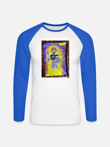 Finde Jesus von Eunice Ahiale - Unisex Baseballshirt langarm - Weiß/Royalblau