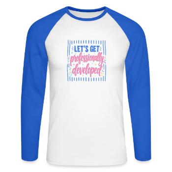 Let's professionally developed - Unisex Long Sleeve Baseball T-Shirt - white/royal blue - Front - Nik (191cm)