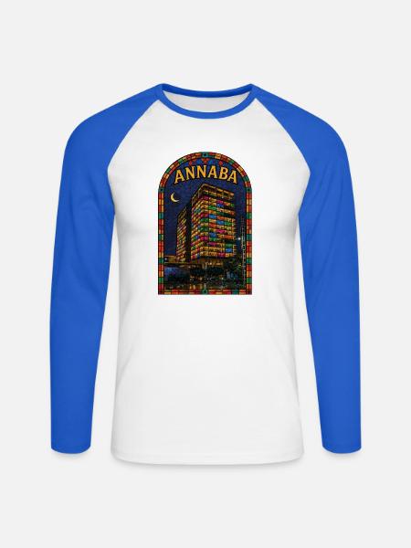Annaba-Mosaiknacht - Unisex Baseballshirt langarm - Weiß/Royalblau