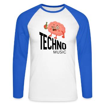 Tipsy Brain jubelt - Unisex Baseballshirt langarm - Weiß/Royalblau - Vorne - Nik (191cm)