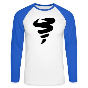 tornade - T-shirt baseball manches longues Homme - blanc/bleu royal - Devant - Nik (191cm)