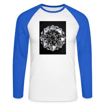 Diamond Geometric Mandala - Unisex Long Sleeve Baseball T-Shirt - white/royal blue - Front - Nik (191cm)