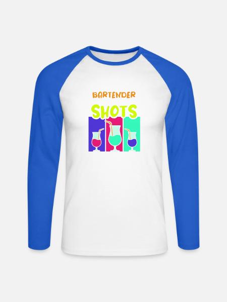 Kellner Barkeeper Ober Bar Bartender barchef - Unisex Baseballshirt langarm - Weiß/Royalblau