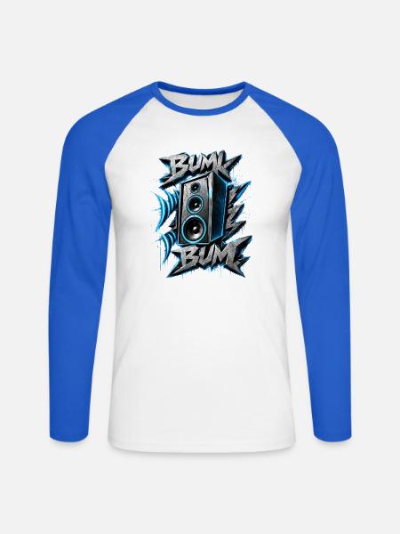 Bass Boom Graffiti-Lautsprecher - Unisex Baseballshirt langarm - Weiß/Royalblau