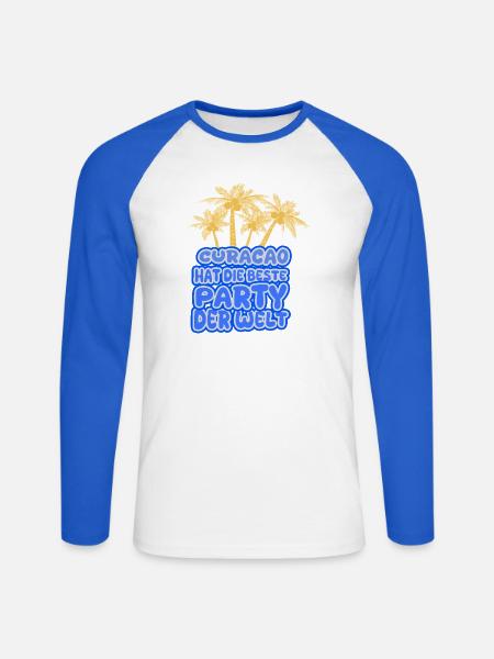 Urlaubsregion Curacao - Unisex Baseballshirt langarm - Weiß/Royalblau