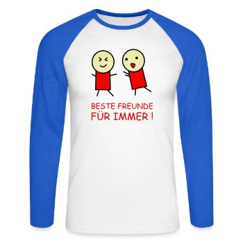 Beste Freunde Für Immer Duo - Unisex Baseballshirt langarm - Weiß/Royalblau - Vorne - Nik (191cm)