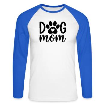 Hundemama - Unisex Baseballshirt langarm - Weiß/Royalblau - Vorne - Nik (191cm)