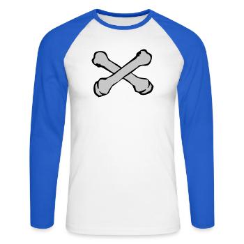 Silhouette des os croisés - T-shirt baseball manches longues Homme - blanc/bleu royal - Devant - Nik (191cm)